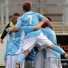 Valley Players Celebrate Callum Powell's goal