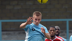 Craig Kelly heads the ball against Tamworth - Rugby Town 