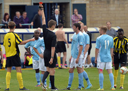 Richard Blythe sent off - Rugby 1-0 AFC Hayes - Rugby Town FC
