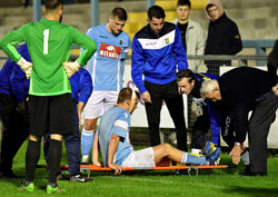 Mason Rowley injured - Rugby Town 0-0 Coventry Sphinx - September 2017