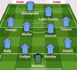 Rugby Town lineup v Chasetown FA Cup