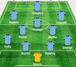 Rugby Town lineup v St Ives Town - March 2015