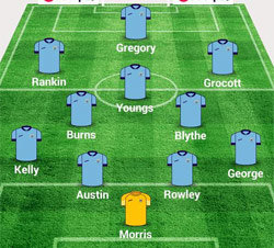 Rugby Town lineup v Godalming Town - March 2015