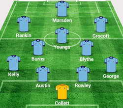 Rugby Town lineup v Barton Rovers