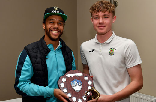 Justin Marsden and Caine Elliott at Awards Evenings 2021/22 - Rugby Town